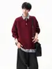 Suéter de punto falso de dos piezas, unisex, estilo otoño, marca trendy americana, suéter con cuello Henley, retro, corte holgado, top de punto casual, gris