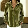 2026 Transfronterizo Europeo y Americano Amazon Botón Suelto Camisa Casual Terciopelo Coreano - Camiseta de Manga Larga con Cuello POLO Top de Moda