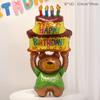 Vela Bolo Urso Balão Base de Pé Balão de Filme de Alumínio Decoração de Cena Layout Festa de Aniversário Suprimentos para Atmosfera
