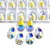 Strass Costuráveis de Vidro Branco com Base Dourada, Strass de Fundo Plano com Dois Furos, Marquise em Formato de Satélite para Acessórios de Roupa DIY