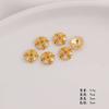 Cor dourada 18K que não desbota, microincrustada com zircônia branca, contas de flor, suporte para flores, material para acessórios de joias para colar, pulseira, pingente DIY