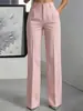 Pantalones de traje de pierna ancha a rayas verticales de cintura alta para mujer, Comercio exterior transfronterizo de verano 2026 Amazon, Elegantes y modernos para el trabajo, Versátiles