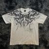 Algodão Transfronteiriço Y2K Retrô Harajuku Dark Punk Street Estampa de Caveira Moderna Camiseta de Manga Curta Solta Top para Homens