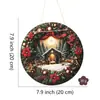 Novo Sinal de Porta de Natal Redondo de Madeira Placa Tema de Natal Arte de Inverno Decoração Interna Externa para Casa