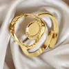 Anillo Retro de Diseño de Nicho para Mujer Acero Inoxidable Estilo Exagerado Forma Especial Hueco Apertura Ajustable Nuevo Anillo de Acero de Titanio