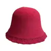 Nuevo Gorro de Punto de Lana Pura Estilo Coreano para Mujer en Otoño e Invierno, Encaje Delicado, Dulce y a la Moda, Suave y Ceroso, Gorro tipo Cubo Pequeño