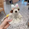 Nuevo Vestido de Encaje con Lazo Llavero de Perro de Peluche para Coche Adornos Colgantes de Muñeca de Dibujos Animados Creativos para Bolsos