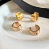 Aretes Retro Extremadamente Anchos Simples Cepillados para Mujer Acero Titanio Oro Rosa 18K Aretes para Mujer Aretes Personalizados para Estudiante Aretes