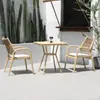 Mesa y Silla de Balcón Mesa de Café Pequeña Silla de Mimbre Combinación Casual de Tres Piezas Terraza Exterior Silla de Ratán Mesa y Silla Resistentes a la Lluvia para Exteriores