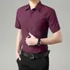Camisa Blanca de Manga Corta para Hombre, Casual de Negocios para Verano, Sin Planchar, Anti-Arrugas, Ajuste Delgado Camisa de Media Manga Azul y Negra para Padrinos de Boda para Usar en el Trabajo