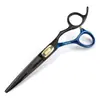 Tesoura de Cabeleireiro Wahl Personalizada Fhs-11 6.0 Polegadas Preta e Azul, Tesoura de Corte de Cabelo, Tesoura Reta, Tesoura para Franja