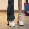 Zapatos Mary Jane de Mujer Impermeables con Plataforma y Tacón Grueso Estilo Hada Francesa para Primavera y Otoño 2024 con Hebilla de Una Correa y Tacones Gruesos