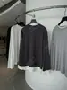 DestacadoYuran 26 Nuevo Estilo Otoño Temprano Doble Mercerizado Suave Lavado con Arena Falso Dos Piezas Color de Contraste Corte Holgado Camiseta de Manga Larga