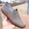 Zapatos de Tela del Viejo Pekín, Zapatos sin Cordones para Hombre, Zapatos de Lona con Suelas de Goma, Zapatos para Conducir, Zapatos Casuales Transpirables para Personas de Mediana Edad, Zapatos Casuales para Personal de Enfermería