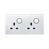Panel Blanco de Vidrio Templado Versión Hong Kong Enchufe con Interruptor Estándar Británico Tres-Cinco Agujeros Británicos Juego Concavo Simple y Doble