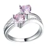 Anillo Creativo de Diseño Doble Corazón con Circonita, Popular en Plataformas de Deseos Europeas y Americanas, Joyería Transfronteriza Exclusiva para Fábricas