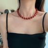 Collar de ágata roja de calcedonia roja natural, cadena para clavícula y cuello.