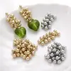Pendente de Uva Branca k Dourado Galvanizado com Contas Pequenas Acessórios de Material para Brincos Caseiros DIY Pingente de Franja