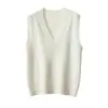 Colete Tricotado Gola V Novo Outono e Inverno Feminino Peça de Roupa Externa Primavera e Outono Camisa Dobrada Solta Colete Suéter Estilo College