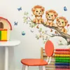 Fun-E370 Dibujos Animados Tres Leones Pequeños, Mariposas y Pájaros, Decoración de Pared para Habitación Infantil del Hogar Pegatinas al por Mayor