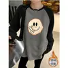 Camiseta de Manga Longa com Ombro Estilo Hip Hop Moda Nacional Feminina Outono e Inverno Nova Estilo Preguiçoso Solta Camisa Básica Casual Versátil