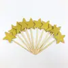 10 peças cartão de decoração de bolo estrela de cinco pontas amor estrela multicolorida formato de coração palito de dente glitter plug-in de panificação plug-in