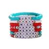 Festival de Natal Pulseira de Argila Macia com Contas Conjunto Contas com Letras em Inglês Pingente de Natal em Liga Cordão de Mão Atacado
