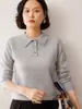 Nuevo Suéter de Punto Grueso Versátil para Mujer 2026 Otoño e Invierno, Cuello Polo, Cachemir de Doble Capa, Camisa Base