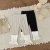 INS Primavera y Otoño Pantalón de Encaje para Bebé con Pie a Juego de Color Pantalones de Canalé Leggings de Princesa para Salir de Bebé Niña