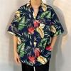 Camisa de Playa Estilo Tropical para Hombre Manga Corta Verano Delgada Holgada Casual Playa Sanya Media Manga Solapa Camisa de Flores
