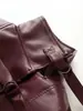 Moda Femenina 2026 Transfronteriza Vintage Estilo Motociclista Piel Sintética Manga Larga Cuello Alto Correa Corta Chaqueta