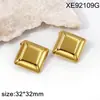 Brincos Quadrados Banhados a Ouro 18K em Aço Titânio para Mulheres, Joias de Orelha Geométricas Simples, Tarraxas Estilo Ins de Luxo Leve, Modernos Versáteis