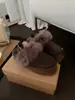 Botas de neve Henan Sangpo 2026 novas pantufas estilo disco de pelo longo com tira no calcanhar, pantufas quentes e versáteis de sola grossa