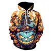 Sudadera con Capucha para Festival de Halloween Transfronterizo Europeo y Americano, Cabeza de Calabaza de Terror, Impresión Digital 3D, Sudadera Casual con Capucha, Suéter de Manga Larga