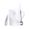 Taza de Cerámica con Tapa y Cuchara de los Doce Signos del Zodíaco, Vaso de Agua para Pareja, Regalo Personalizado con Foto y Logo, Modelo de Porcelana Blanca para Pareja