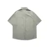 Yidao Vintage 2026 Verão Nova Camisa de Manga Curta com Zíper Oculto Estilo Retro Japonês Casual Versátil Tendência Marca Top