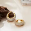 Pendientes Geométricos de Moda Creativos Transfronterizos Europeos y Americanos de Oro de 18 Quilates Personalizados con Circonita Completa Lujo Accesible Pendientes de Gama Alta para Mujer