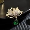 Nuevo colgante de cristal verde con forma de loto, broche pequeño, joyería para mujer, una generación de cabello