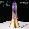 Sino de Coluna de Cristal Natural Transfronteiriço Ametista Cristal Branco Coluna Pontiaguda Sino de Mão Adereços de Halloween Enfeites Culturais e Criativos