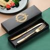 Juego combinado de cuchillo para bistec y tenedor de acero inoxidable Star Diamond, juego de cubiertos dorados de metal para restaurante en caja de regalo de comida occidental, venta al por mayor