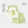 Conjunto de Colete e Shorts de Verão para Bebê Menino Jingqi - Top Fino Sem Mangas para Bebê Menino, Shorts para Crianças, Roupa de Exterior para Crianças