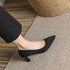 Tacones Altos Profesionales para Mujer Tacón Grueso 2025 Nuevo Estilo Francés Elegantes Ante Etiqueta Versátiles Zapatos de Trabajo para Viajeros