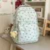 Mochila estilo coreano, ambiente perezoso y fresco, con textura gris jaspeado y estampado de estrellas, para estudiantes de secundaria y preparatoria, con correas anchas para los hombros