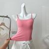 Camisola de Encaje Patchwork Estilo Retro Ajustada para Mujer, Nuevo Chaleco de Color Sólido para Verano con Copas, Estilo Exportación Ins