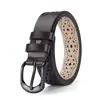 Cinturón de Cuero Hueco de Venta Caliente Transfronterizo para Mujer con Hebilla de Aleación, No Requiere Perforación, Cinturón Retro de Moda, Cinturón Decorativo Versátil de Tendencia