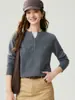 Suéter Falso de Dos Piezas Medio Abierto 100% Cachemir Moda Femenina Bloque de Color Holgado Manga Larga Otoño Invierno Versátil Jersey de Punto