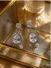 Pendientes de gota de agua de circón con microincrustaciones de moda para mujer, de lujo ligero con un toque de alta gama, tachuelas de diamantes completos, estilo europeo y americano, pendientes de boda para novia
