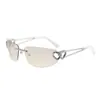 Gafas de sol sin montura con forma de corazón, marco metálico pequeño transfronterizo, gafas de sol personalizadas de vanguardia europeas y americanas