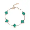 Moda OL pulsera collar trébol de la suerte 18K alta calidad simple acero de titanio acero inoxidable cadena de clavícula conjunto