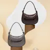 Bolso de media luna retro de moda, diseño simple, tejido a mano, para hombro, debajo del brazo, para el trabajo